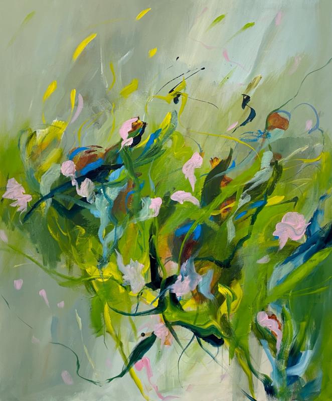 Anu Eskelin, Gentle Winds, akryyli kankaalle 2024, koko 120x100 cm, valokuva Anu Eskelin