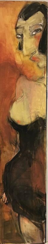 RALPH BRANDERS: BLACK DRESS . AKRYL ,OLJA PÅ MDF. 120 X 25 CM. 2025. FOTO RB