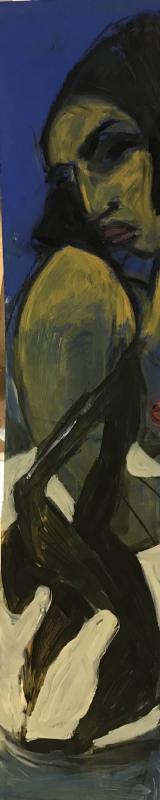 RALPH BRANDERS. KOBOLT NATT. OLJA OCH AKRYL PÅ MDF. 120 X 25 CM. 2025. FOTO RB.