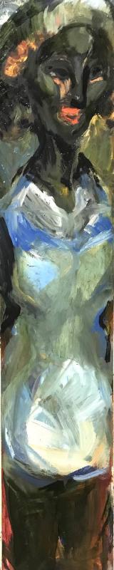 RALPH BRANDERS. WHITE DRESS. OLJA PÅ MDF. 120 X 25 CM. 2025. FOTO RB.