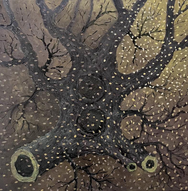 höstlig vind.  olja 2024.     50x50 