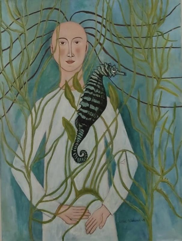Ulla Nikkanen, "Fragile", tempera kankaalle, 50x70cm,2024, kuvaaja Ulla Nikkanen