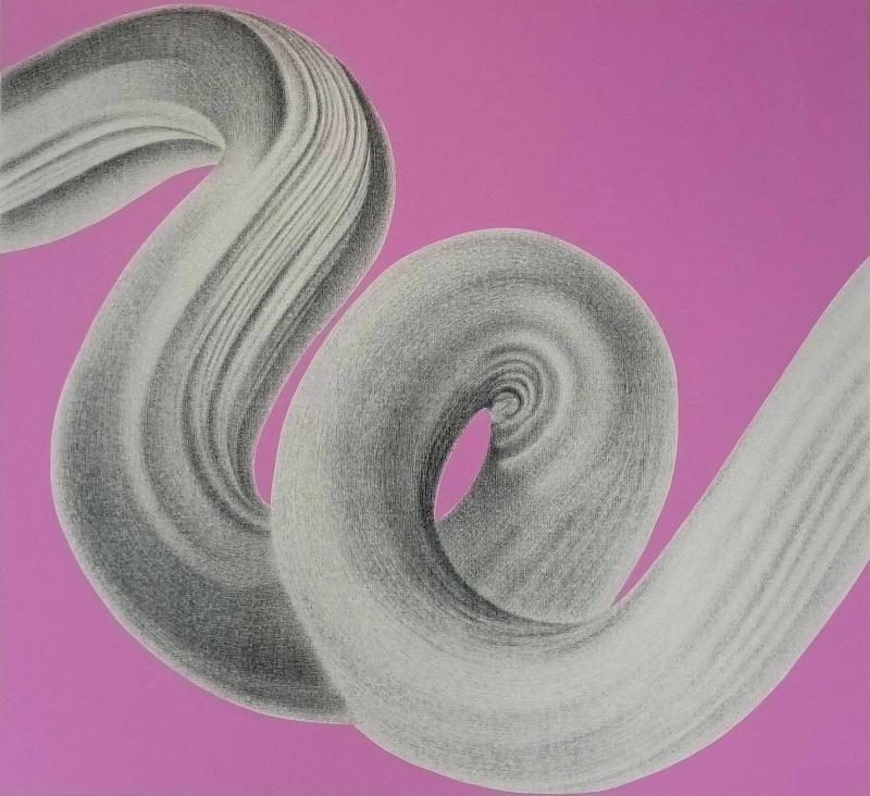 Leena Niivuori, Maalausjälki no 21, hiilikynä ja akryyli kankaalle, 115 x 125 cm, 2023, Leena Niivuori