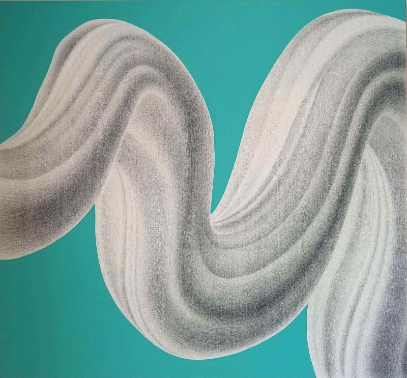 Leena Niivuori, Maalausjälki no 20, hiilikynä ja akryyli kankaalle, 115 x 125 cm, 2023, Leena Niivuori