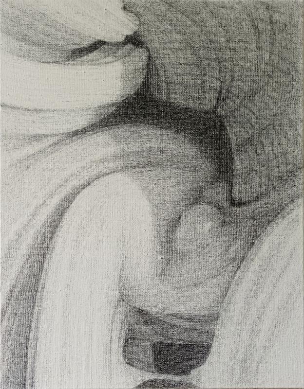 Leena Niivuori, Yksityiskohta nro 3, hiilikynä ja akryyli kankaalle, 45 x 35 cm, 2023, Leena Niivuori