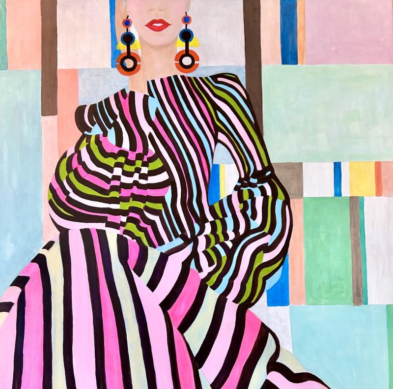 Gown of Twisting Stripes. Tyg/Kangas/Canvas. Akryl/Akryyli/Acrylic. 80x100cm