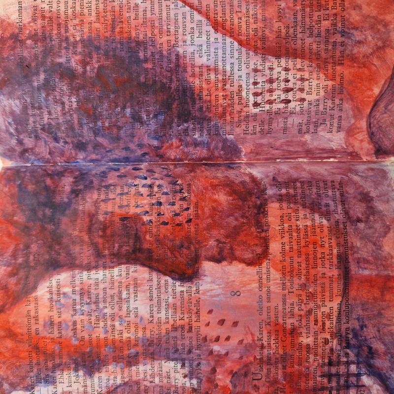 Huominen, vanha kirja, sekatekniikka, 28 cm x 20 cm