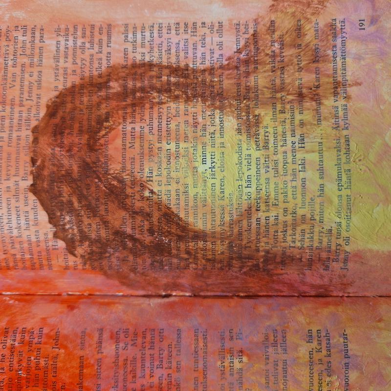 Odotus, vanha kirja, sekatekniikka, 28 cm x 20 cm