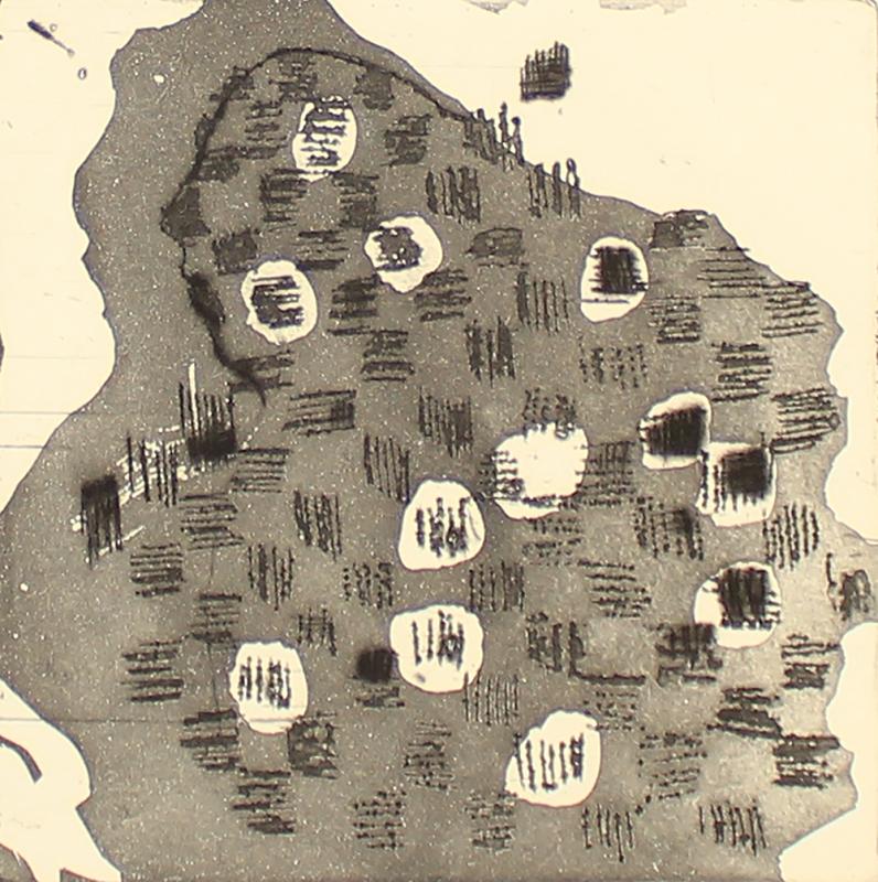 Varjoni kartta, viivasyövytys, akvatinta, kuivaneula 2024, 12 x 12 cm