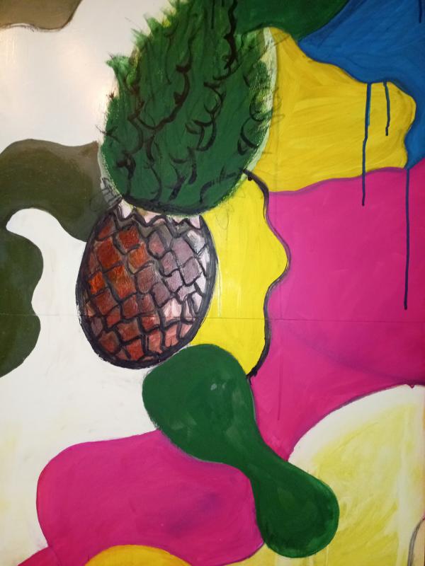 Suvi-Elina Vihersalo, Ananas, Pineapple, 2025, 120 x 60 cm, sekatekniikka