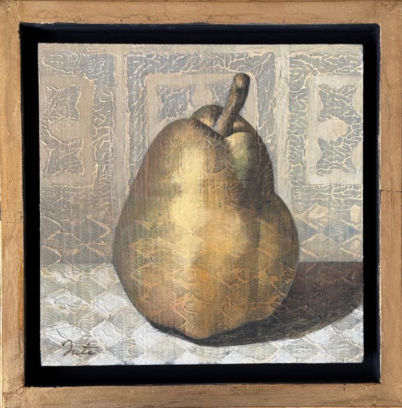 Gyllene, 20x20cm, olja, akryl, trä