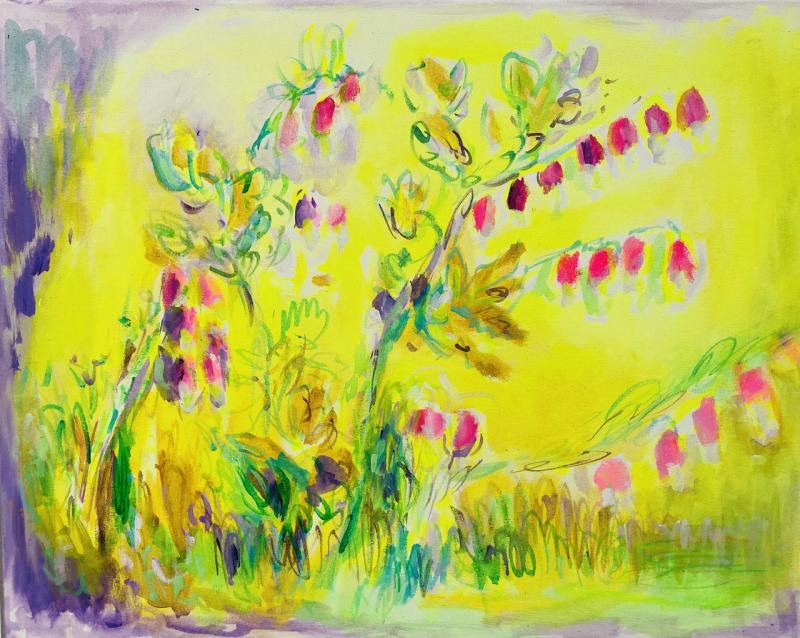 Särkynyt sydän, akryyli kankaalle, 39 x 50.