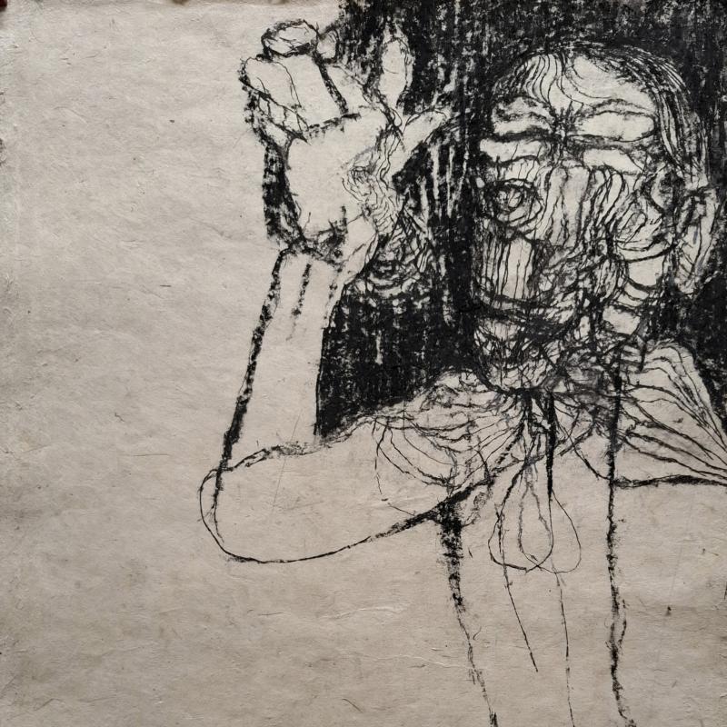 Arto Väisänen, Ote, 2024
Hiili,  itsetehdylle paperille
75 x50 cm