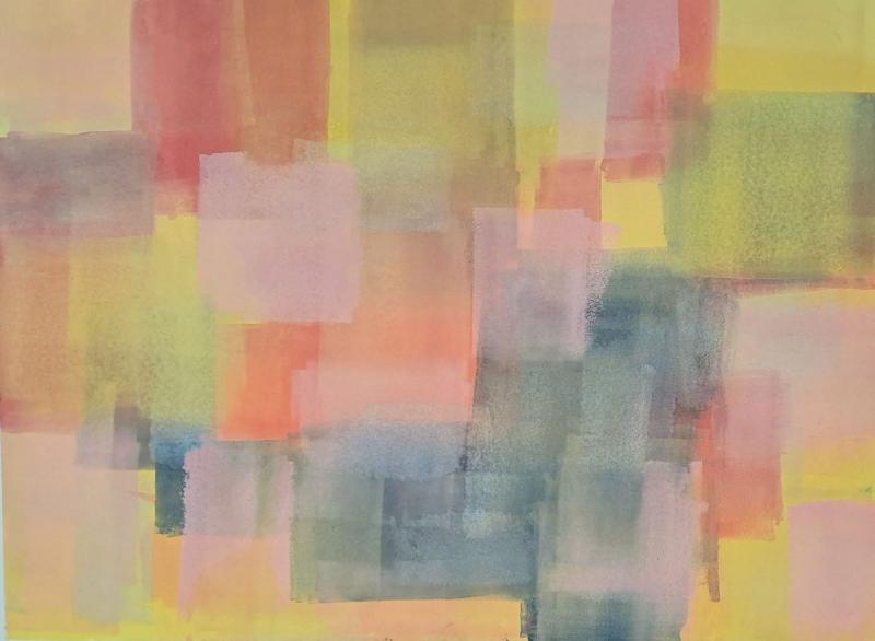 Tuija Arina-Sundelin, Makea aamu, monotypia, 2024, 60x50 cm