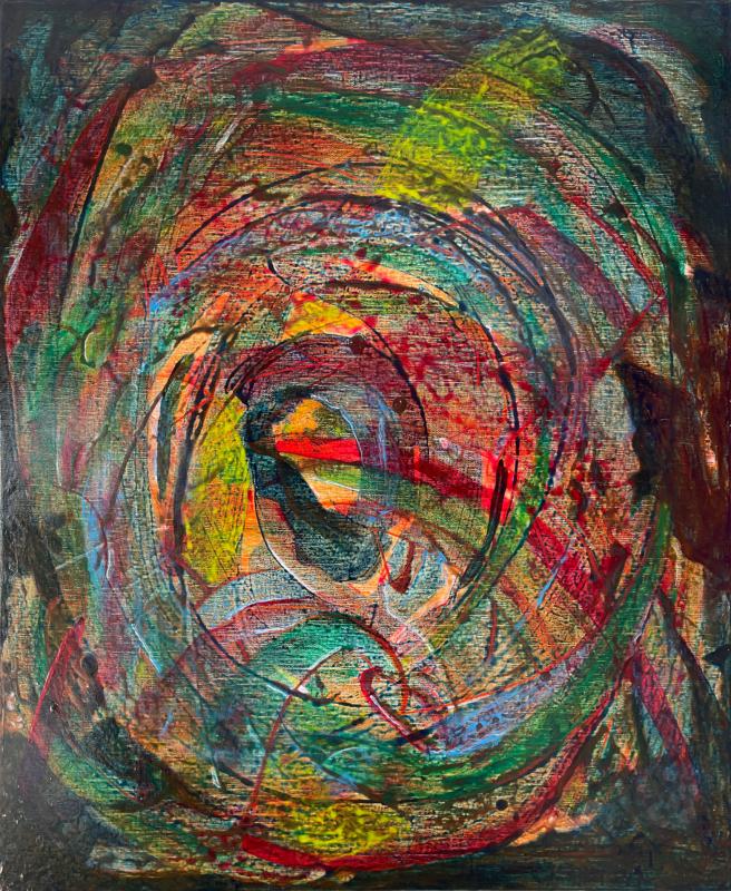 musta aukko, akryylimaalaus, 73 cm x60 cm