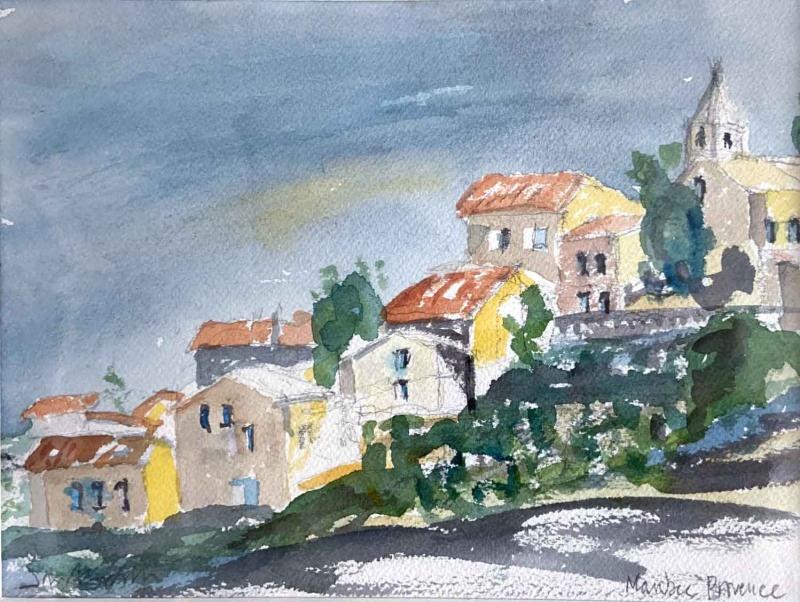 Akv4 4 Maubec kyrka Provence 30x24 inkl PP