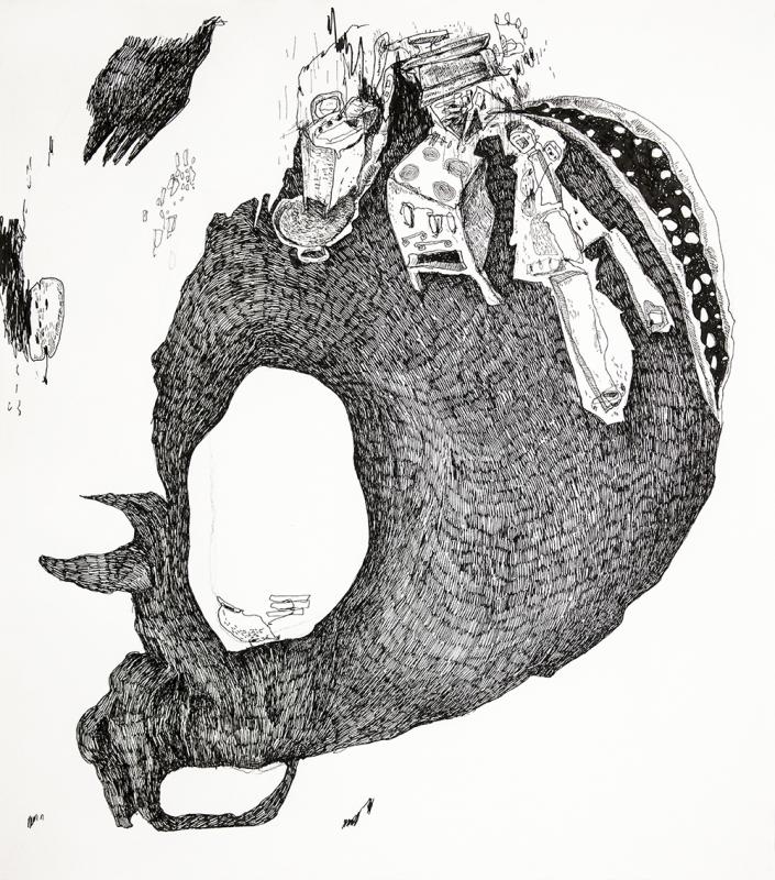Heidi Suikkanen, Nimetön, tussi ja lyijykynä paperille, 42 x 37 cm, 2024, Heidi Suikkanen
