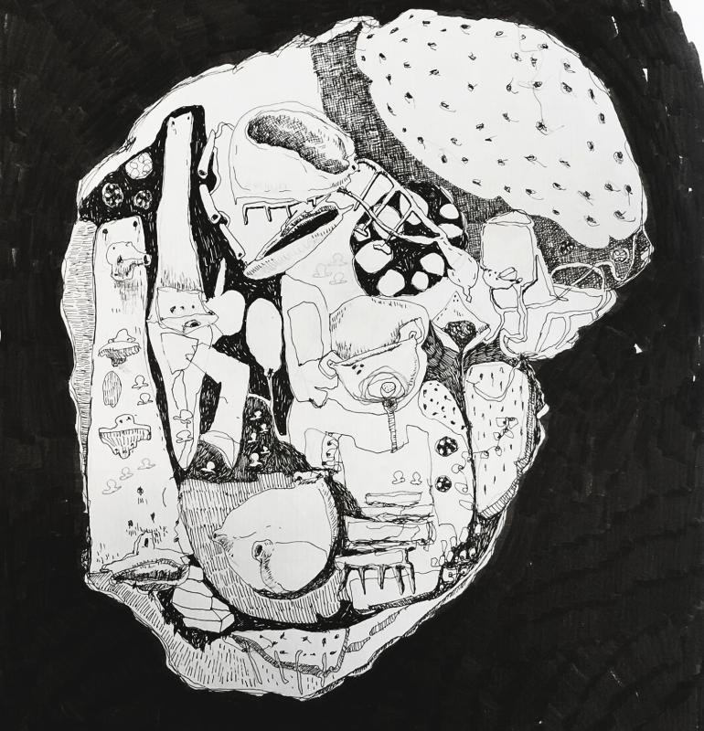 Heidi Suikkanen, Nimetön, tussi ja lyijykynä paperille, 22 x 22 cm, 2024, Heidi Suikkanen