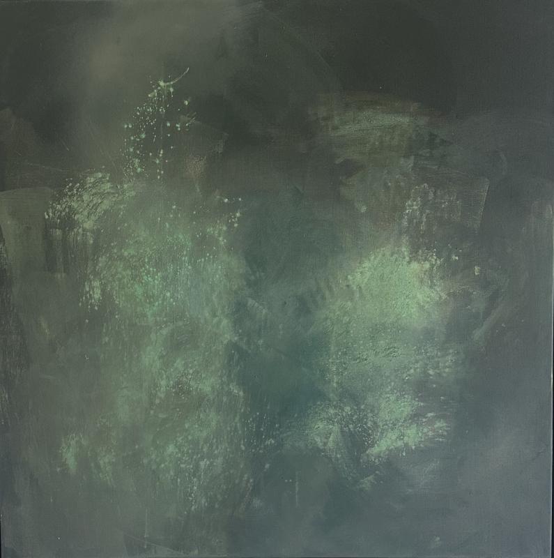 Linda Cederberg, nimetön, 2024, 100 x 100 cm, sekatekniikka pellavalle
