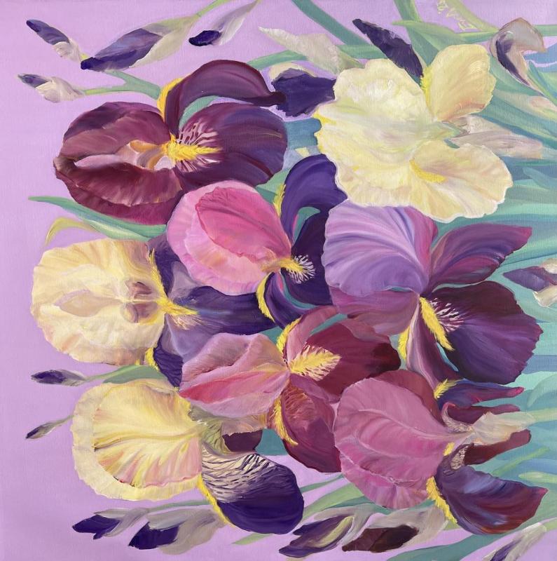"Amazing Irises"  II, 100 x 100 cm