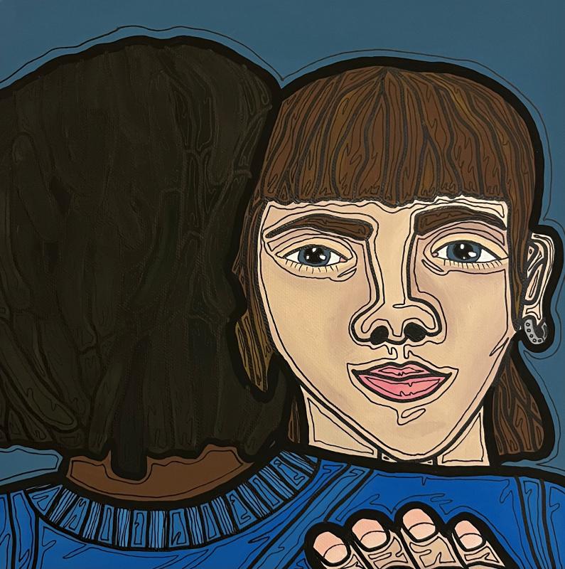 "Je veux mourir avant toi" - Sandy Bee, akryl på duk, 30 x 30 cm