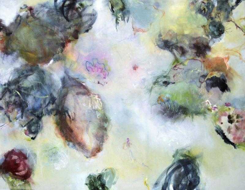 Revisited, olja och kollageteknik på duk, i kilram, 100x130cm