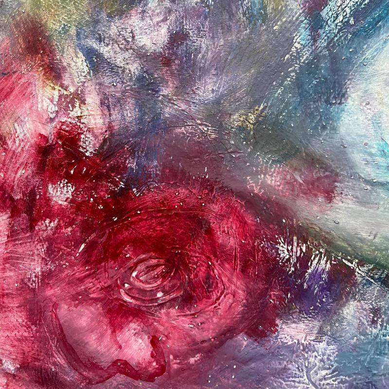 The Rose, målning mixed media, ca 35x35cm, 2024, Monique Lundberg