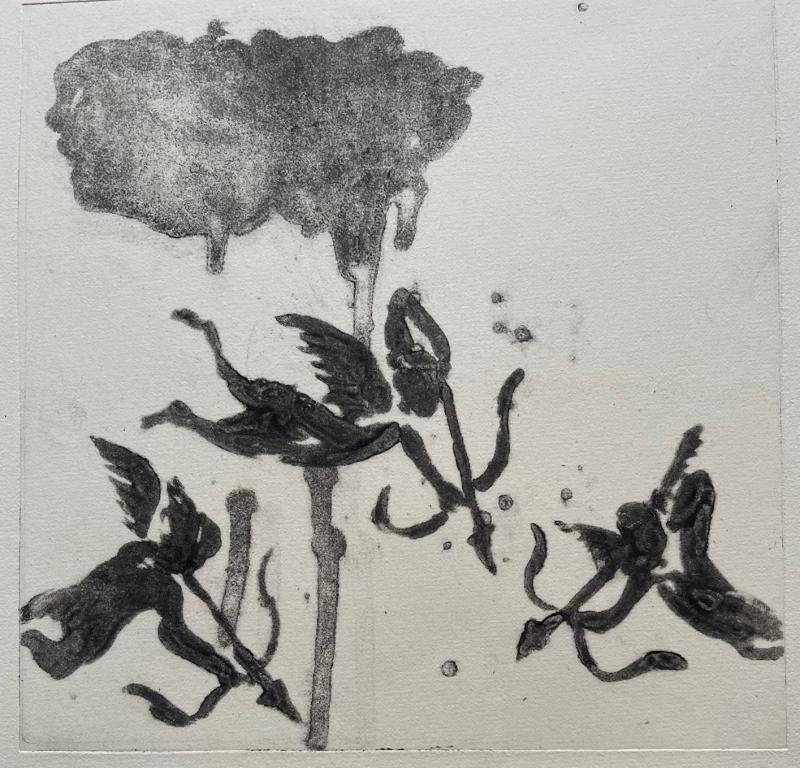 Amoriner, grafik; carborundum, 20x20cm, 2024, Monique Lundberg