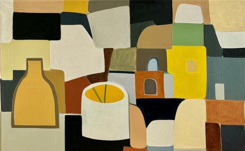 Heidi Toivainen, Huone tässä talossa 2024, 65x105cm, akkryylitussi ja öljy kankaalle. kuva: Heidi Toivainen