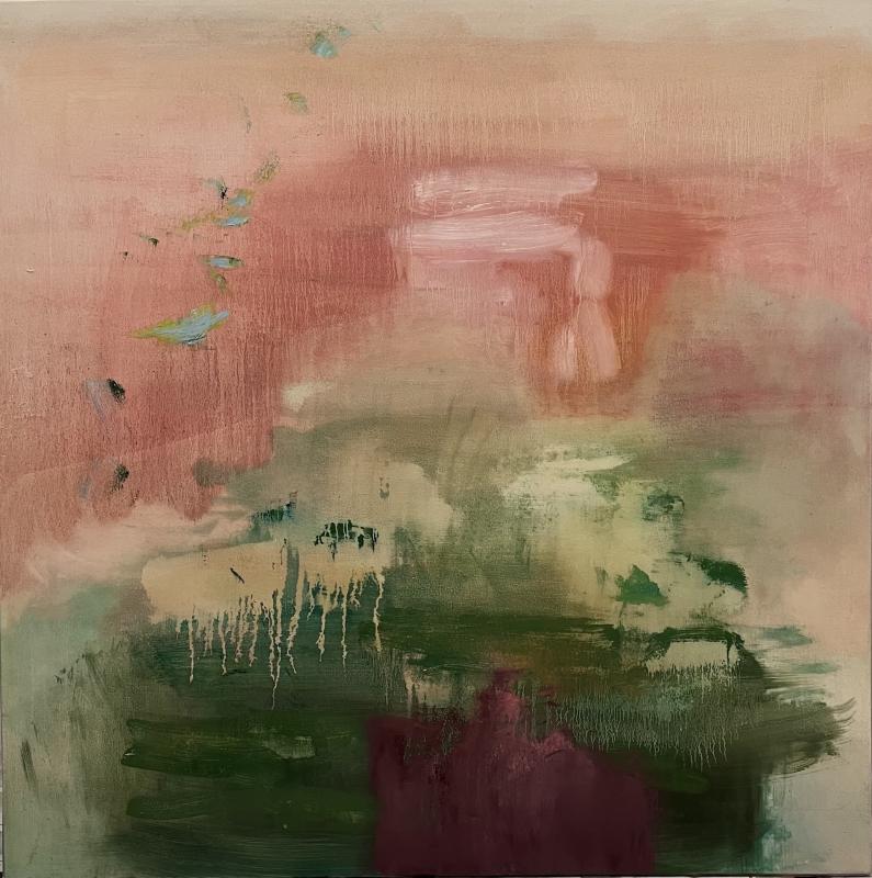 Söndrig tekanna, 100x100cm, olja på duk, 2024