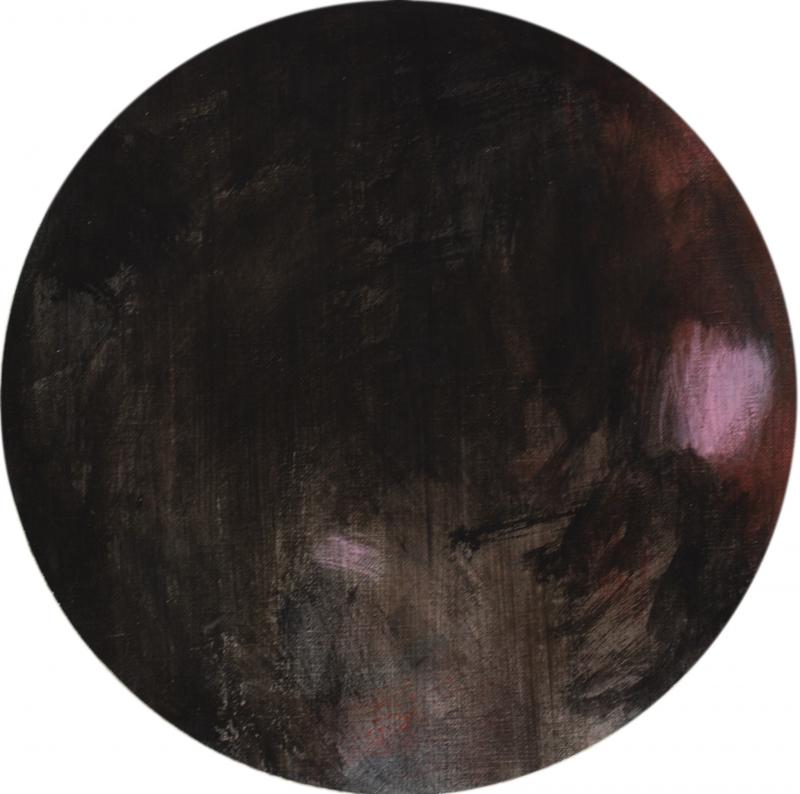 Kati Valkonen, Sarjasta Kuulen vieläkin veren äänen. 2023, tempera. ø 27 cm