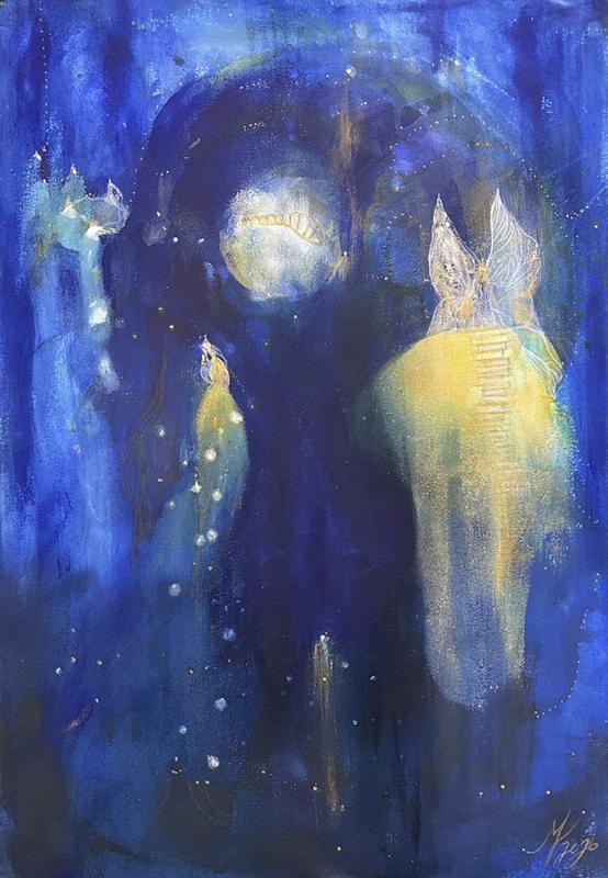 Marianne Lukkarinen, muodonmuutos, akryyli, 50x90, 2026 