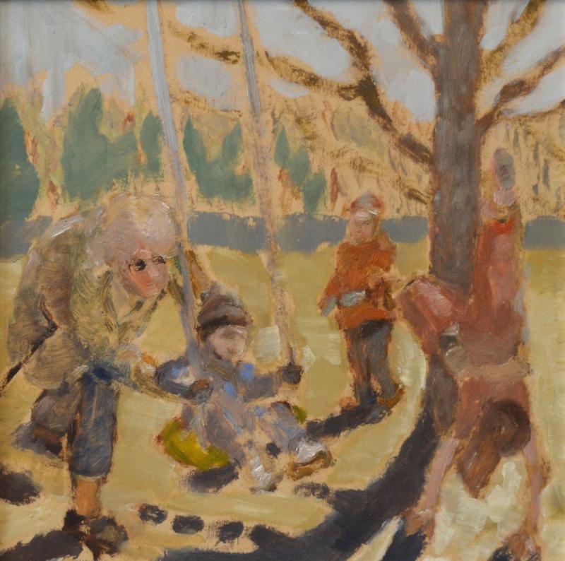 på gården