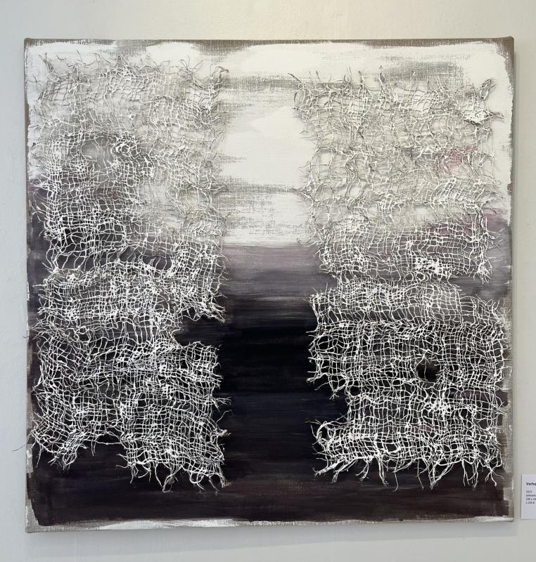 Marja-Leena Kajander, Verhot, 100x100 cm, sekatekniikka pellavalle, 80x65 cm, 2026